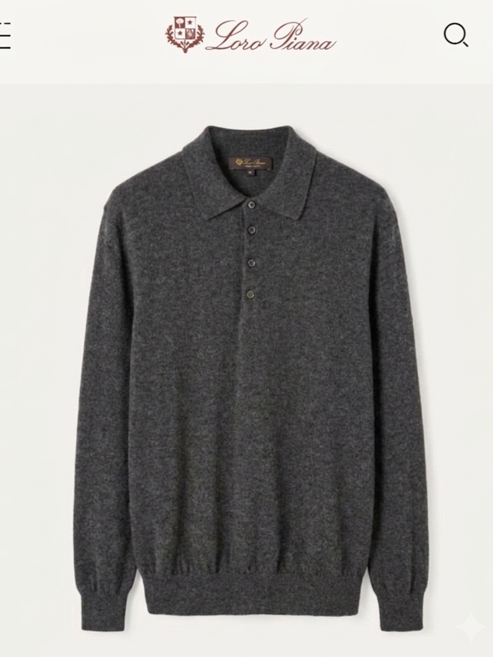 Loro Piana Cashmere Silk Dark Brown Polo Sweater Size 50